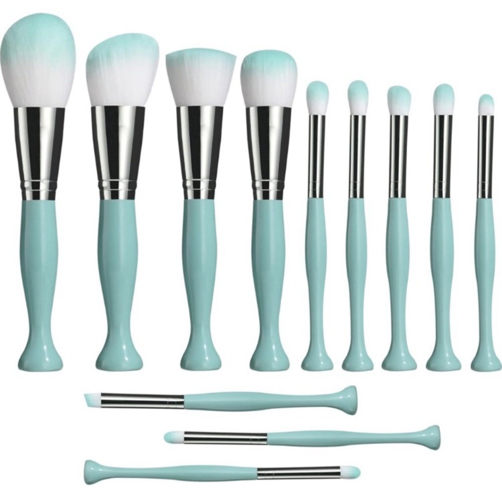 Mermaid Ocean Sea Vibes Mint Green 12 Makeup Blending Brushes | Face Eyes | NEW